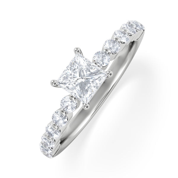 Solstice Princess Cut 0.80ct Lab Diamond Engagement Ring F/VS in 9k White Gold